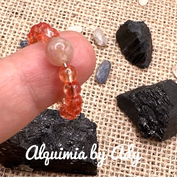 Natural cherry quartz gold gem ring handmade - Picture 2 of 3